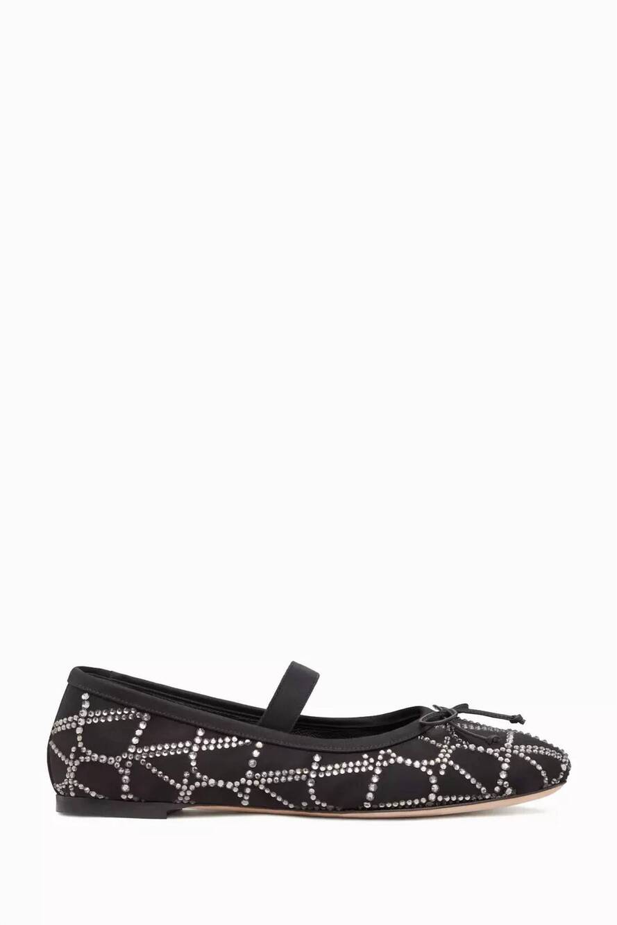 NEW VALENTINO GARAVANI women's toile iconographe embellished ballerina flats in